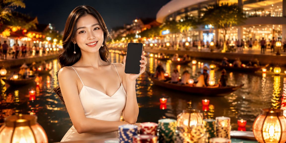 Người dùng đăng ký tài khoản x28 tại chợ đêm Hội An với không khí lễ hội sôi động